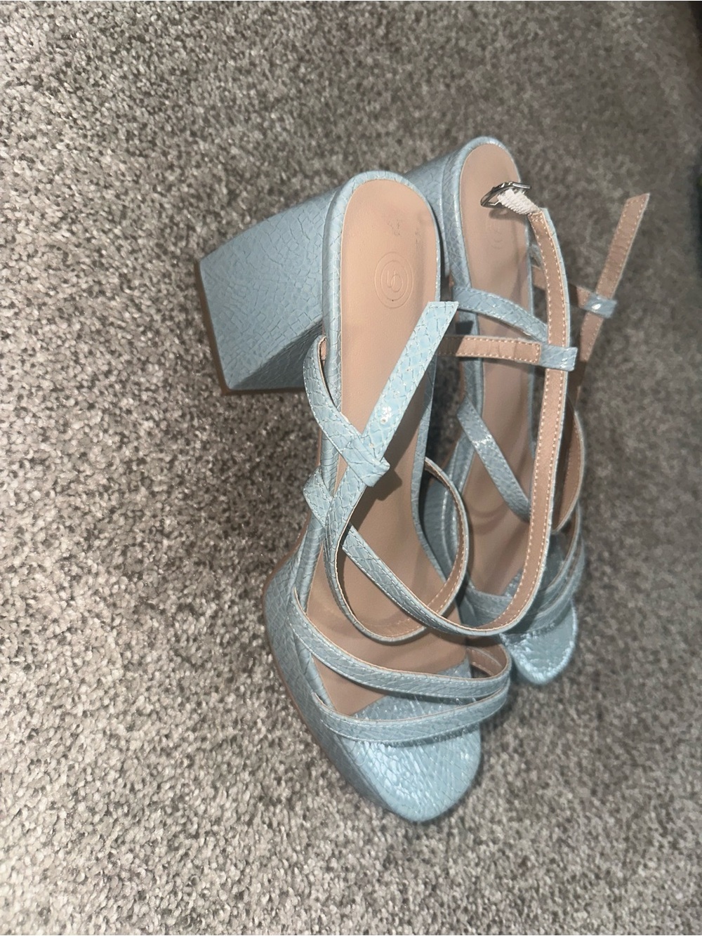 Urban Outfitters Light Blue Strappy Block Heel Sandals